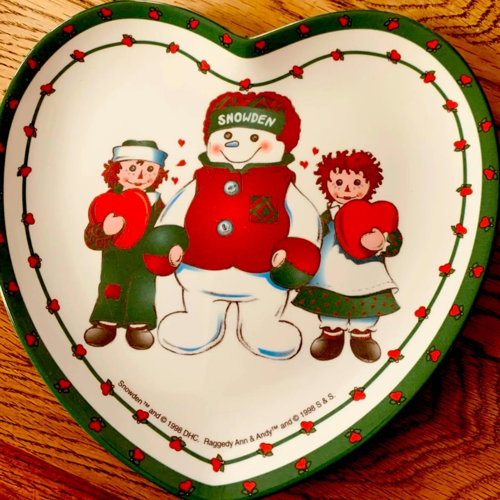 Vintage Melamine Childrens Heart Plate Raggedy Ann Raggedy Andy Zak designs - Picture 1 of 5